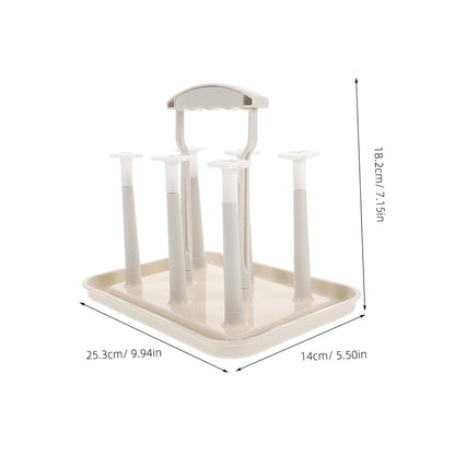 Space Saving Bottle Drying Rack with Cup Holder for Countertop Organization