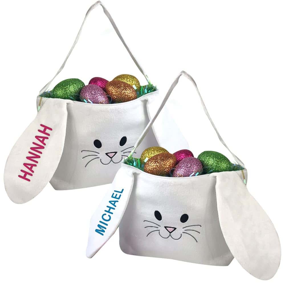 GiftsForYouNow Personalized Embroidered Name Bunny Basket