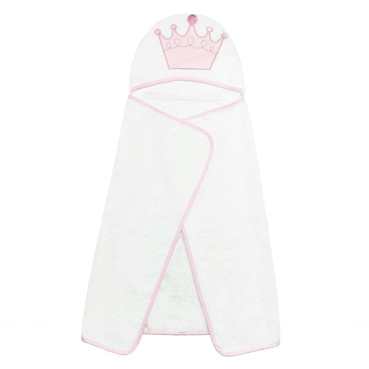 babyhollnemo Unisex Baby Cotton Hooded Towel Wrap, Baby Bath Towel, Adorable Crown, White
