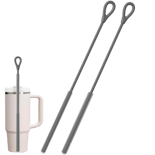 JMYDecor 2Pcs Silicone Straw Cleaner Brush,9.84in Reusable Straw Cleaner with Bendable Steel Core,Extra Long Soft