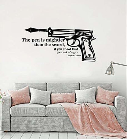 All Things Valuable Pen Is Mightier Than The Sword Wall Decal Art