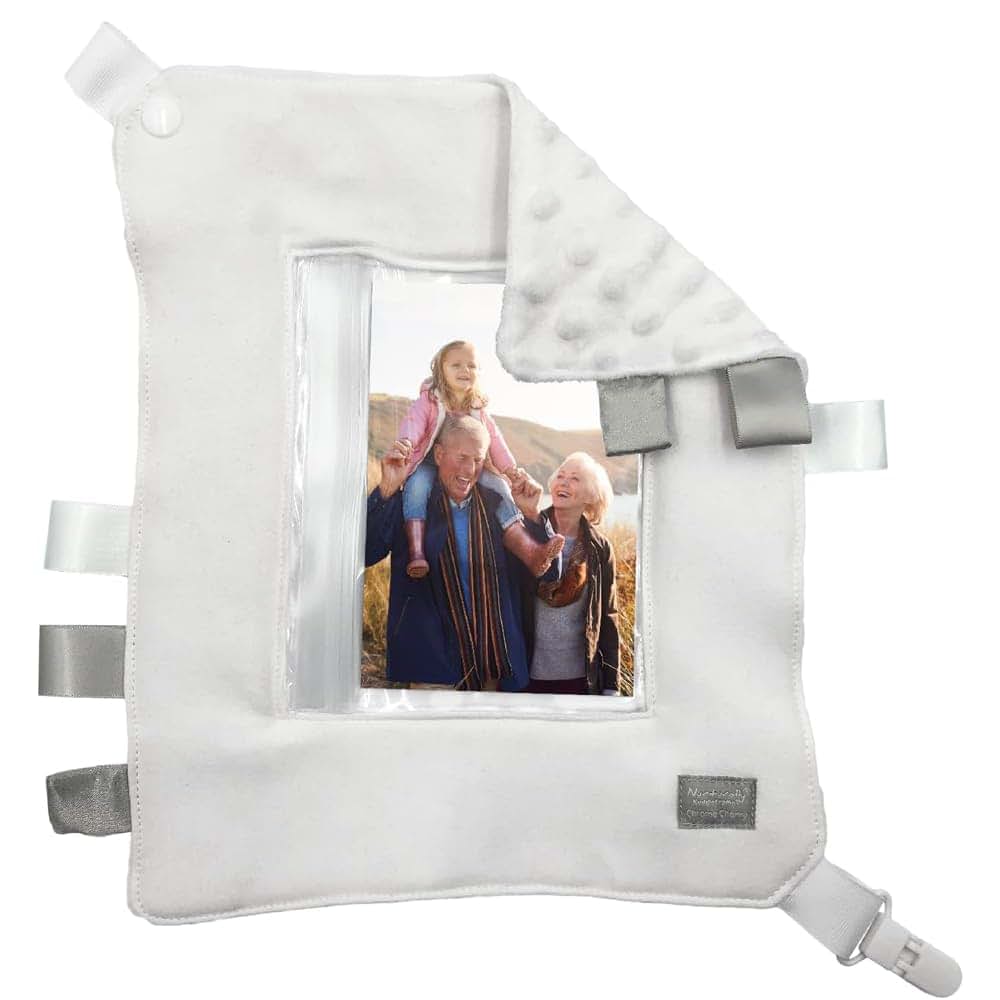 Chrome Cherry KuddleFrame - Nurturally - Lovely Unisex Comfort Blanket with Photo Holder and Pacifier Tag, Soft