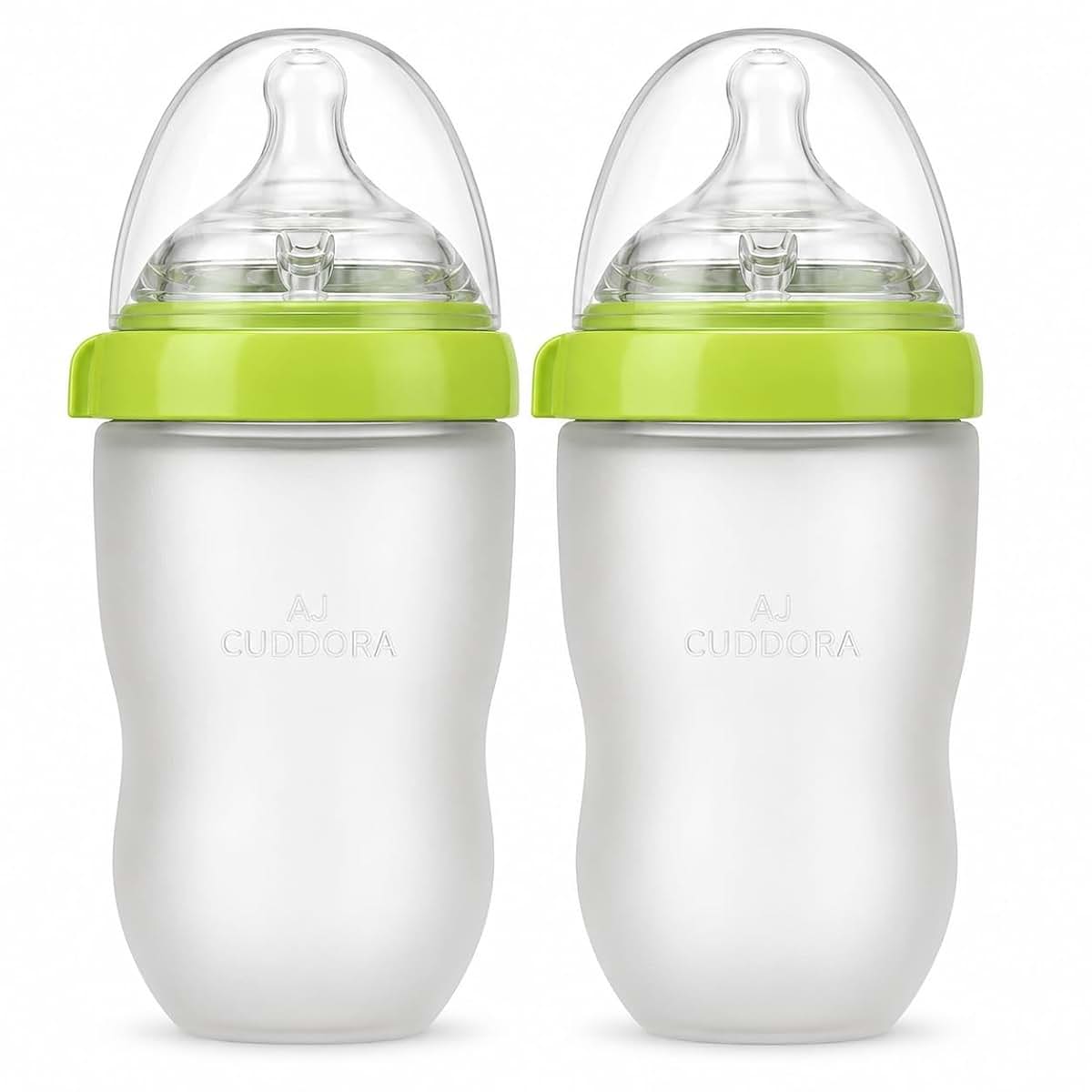 AJ Cuddora Silicone Baby Bottles 8oz Anti-Colic Wide Neck, Soft Nipple, Dual Vents, Newborn Friendly, Breastfeeding