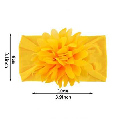 Snadulor 12 Pcs Baby Girl Headbands With Flowers, Chiffon Nylon, Random Color