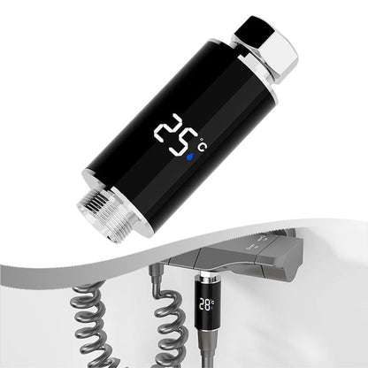 BabyOneStop LED Temperature Indicator Shower Head with Real-Time Display, Black and Silver