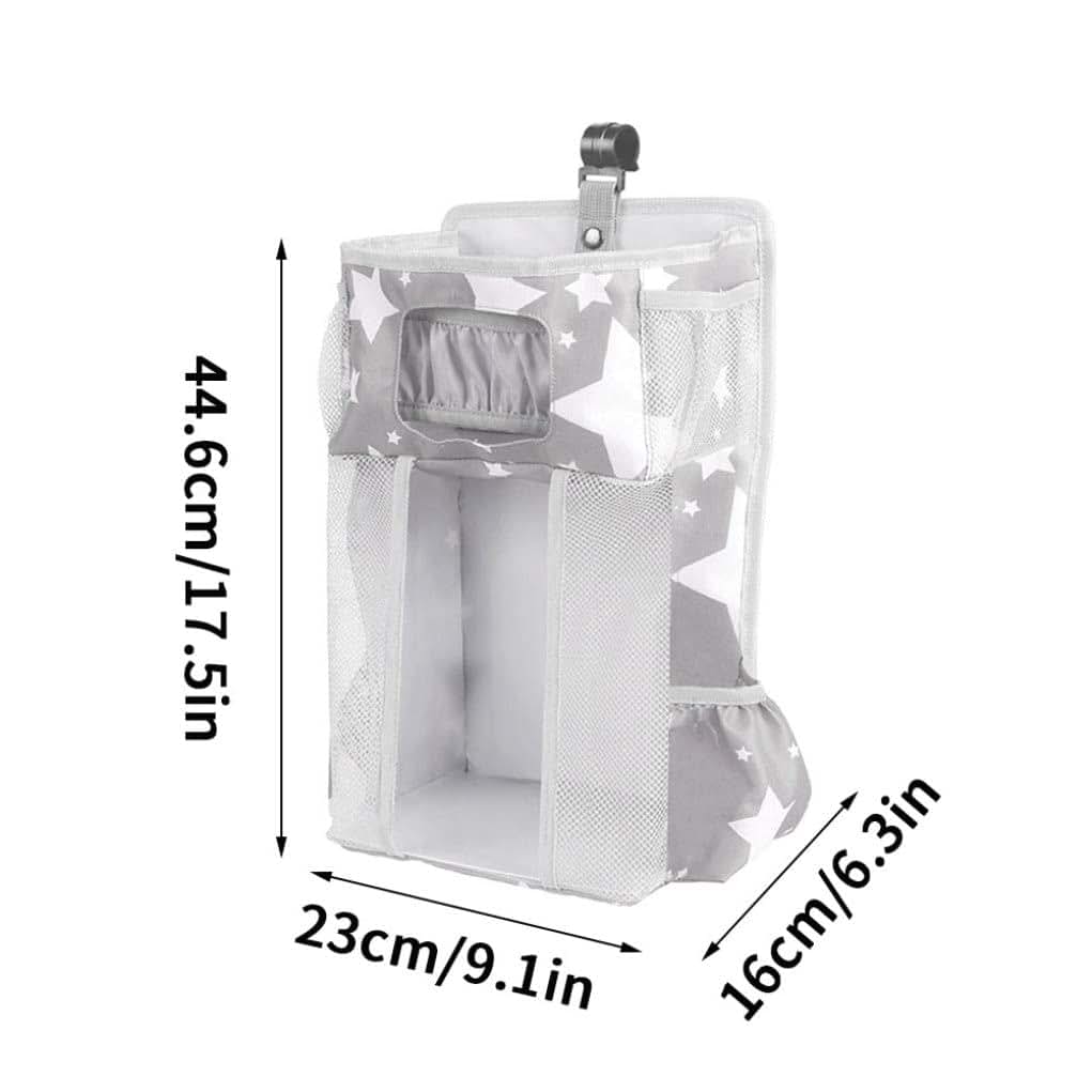 Pineeseatile Baby Hanging Nursery Organizer Gray Stars (photo 2)