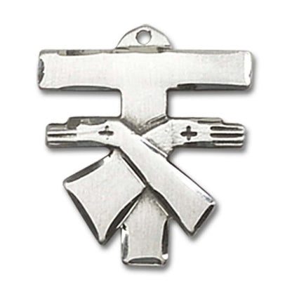 Bliss Sterling Silver Franciscan Cross Pendant With Lite Curb Chain