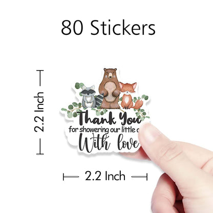 Kaecery Woodland Animal Thank You Stickers Label Set