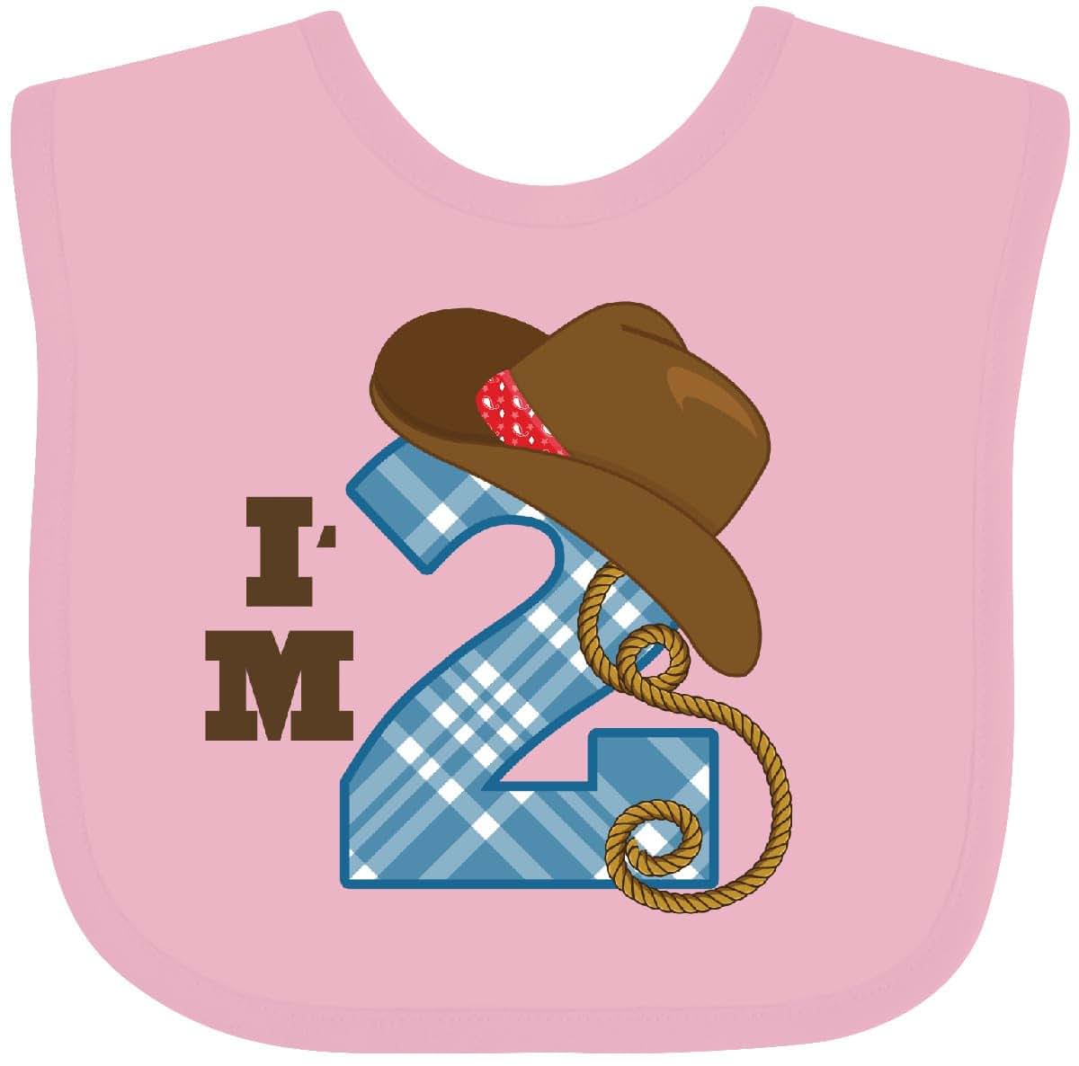 Inktastic 2nd Birthday Cowboy Baby Bib With Plaid Number Two