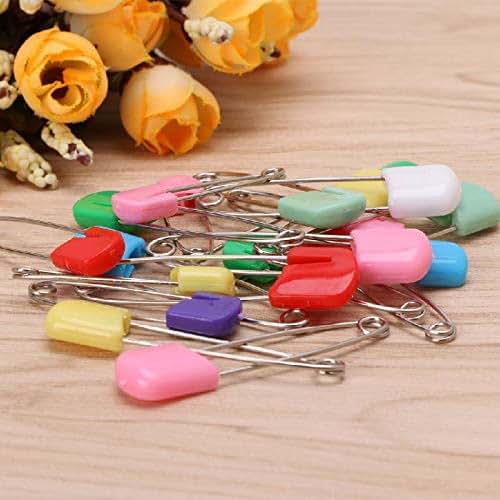 BabyOneStop 20-Piece Cloth Diaper Safety Pins, Stainless Steel Locking Head, Colorful Set