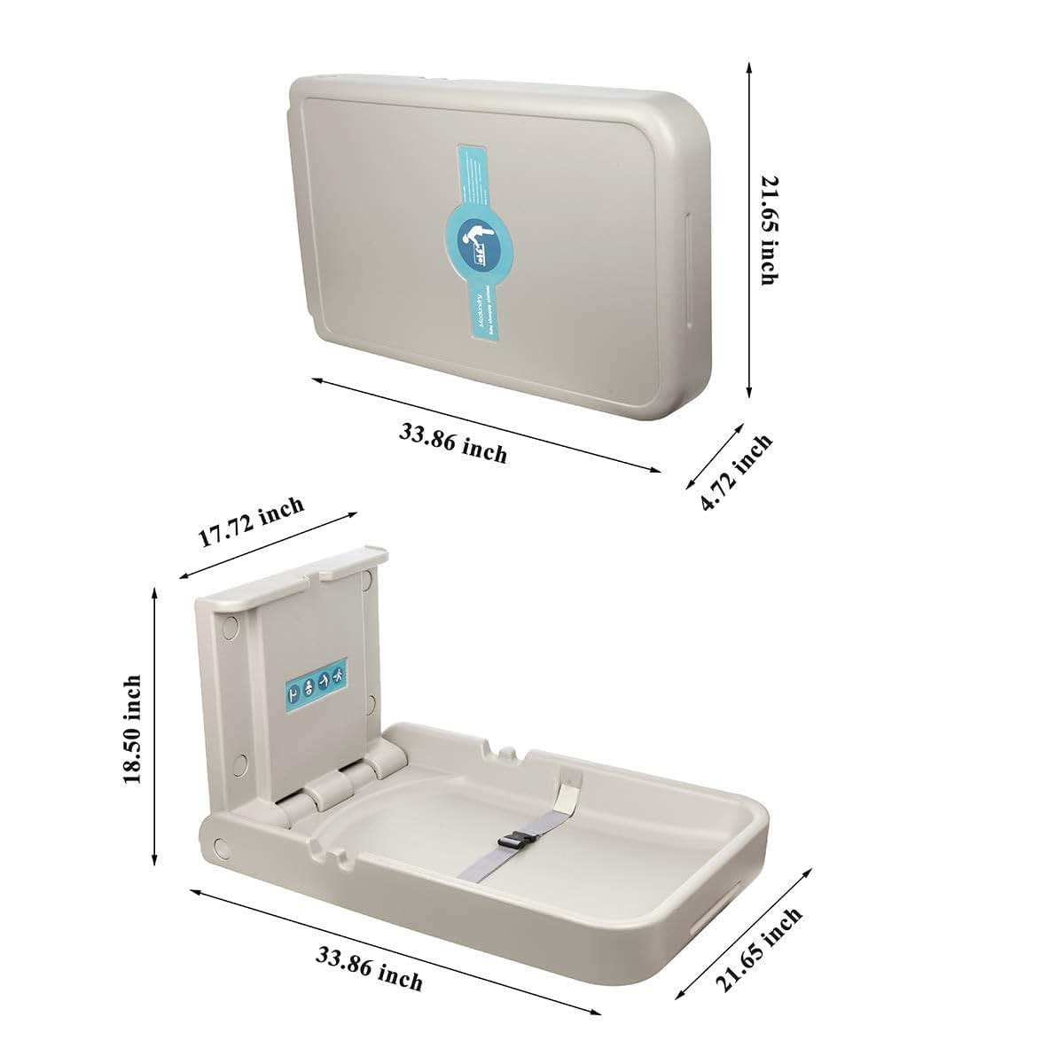 Modundry Baby Changing Diaper Station Wall-Mount: Vertical Baby Changing Table | Sturdy & Durable- with Safety Straps (photo 2)