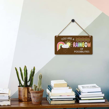 ABRIUS You Are A Rainbow Of Possibilities Wood Sign Decor Plaque (photo 4)
