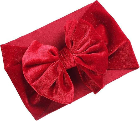 BabyOneStop Red Velvet Bow Headbands for Newborns, Infants, and Toddlers