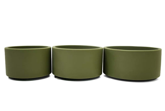Kukulala Stay Put Suction Cups - Olive Green Silicone Small Bowls for Baby and Toddler Snacks