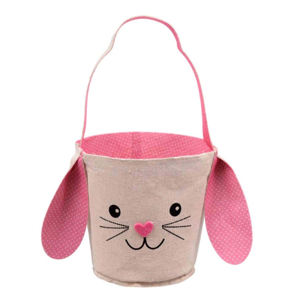 DTGB Easter Basket with Bunny Ears and Handle for Toddler Boys or Girls (Pink)
