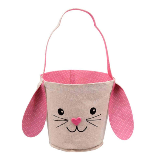 DTGB Easter Basket with Bunny Ears and Handle for Toddler Boys or Girls (Pink)