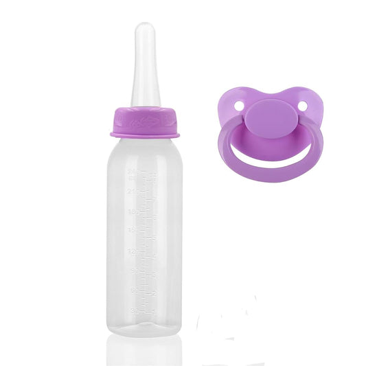 SUNOWE Adult Bottle with Big Sized Pacifier Set 8 oz (Purple)