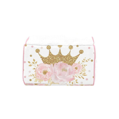 Nzoohy Pink Floral Gold Crown Princess Personalized Diaper Bag Backpack (photo 4)