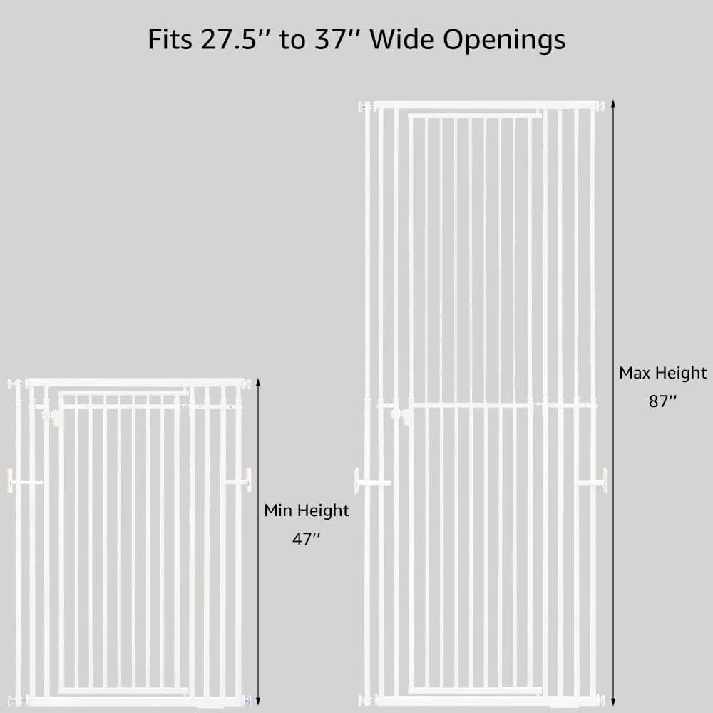 beeNbkks Extra Tall Pet Gate with Dual-Swing Door, 47"-87" Adjustable Height