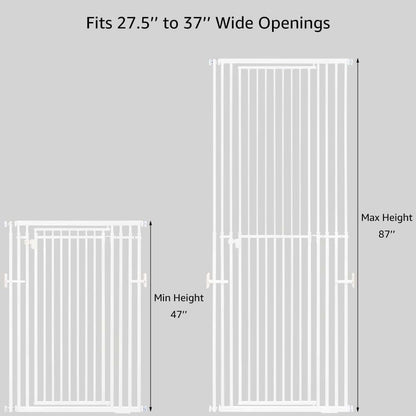 beeNbkks Extra Tall Pet Gate with Dual-Swing Door, 47"-87" Adjustable Height