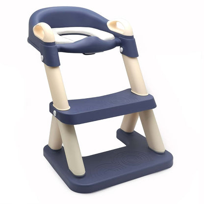 XKMT- Baby Blue Wider Step Toddler Potty Training Seat Ladder Toilet Chair Infant Kid Bathroom Trainer