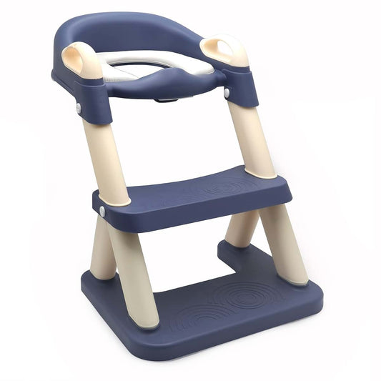 XKMT- Baby Blue Wider Step Toddler Potty Training Seat Ladder Toilet Chair Infant Kid Bathroom Trainer