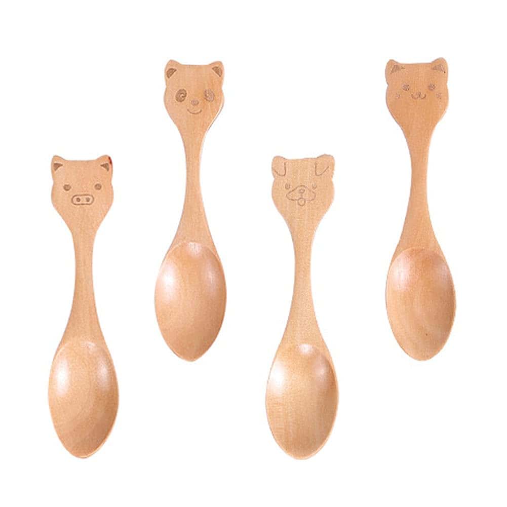 brandname Lanebudd Cartoon Cute Pattern Wooden Spoon Pig Dog Cat Panda Animal Pattern Spoon Personalized Childrens