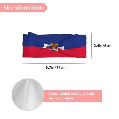 Wzywhj Haitian Flag Prints Baby Bow Headband - Stretchy Hairband