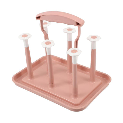 Pink European Style Drying Rack for Cups, Bottles, and Mugs