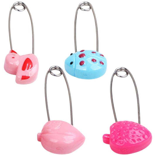 Froiny 4pcs Plastic Head Safety Pins Infant Cloth Nappy Locking Buckles Kid Care Shower Diaper Clips Kids Muslin Cloth