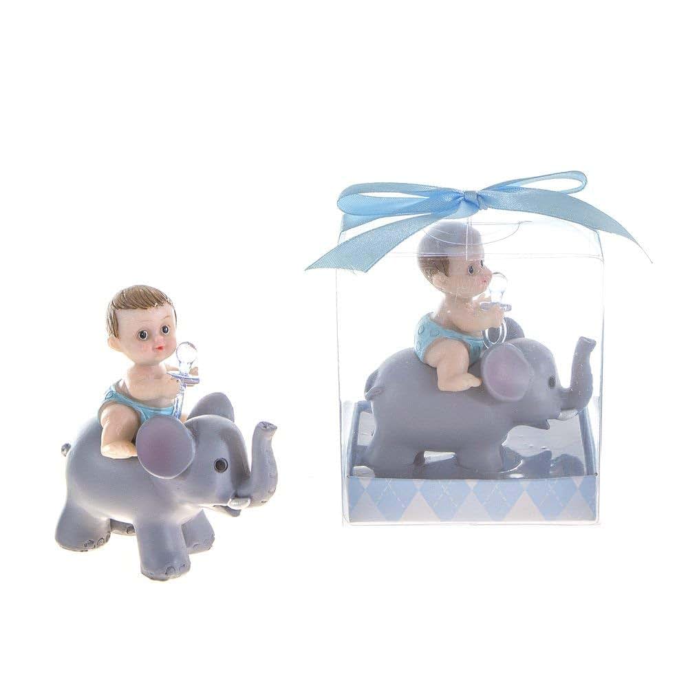 Lunaura Baby Keepsake Set, 12 Blue Elephant Favors With Pacifier