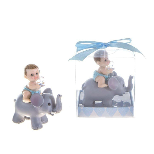 Lunaura Baby Keepsake Set, 12 Blue Elephant Favors With Pacifier