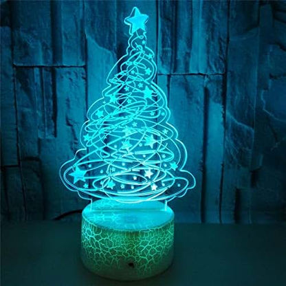 Jinnwell 3D Christmas Tree Night Light Lamp Illusion for Decorative Use