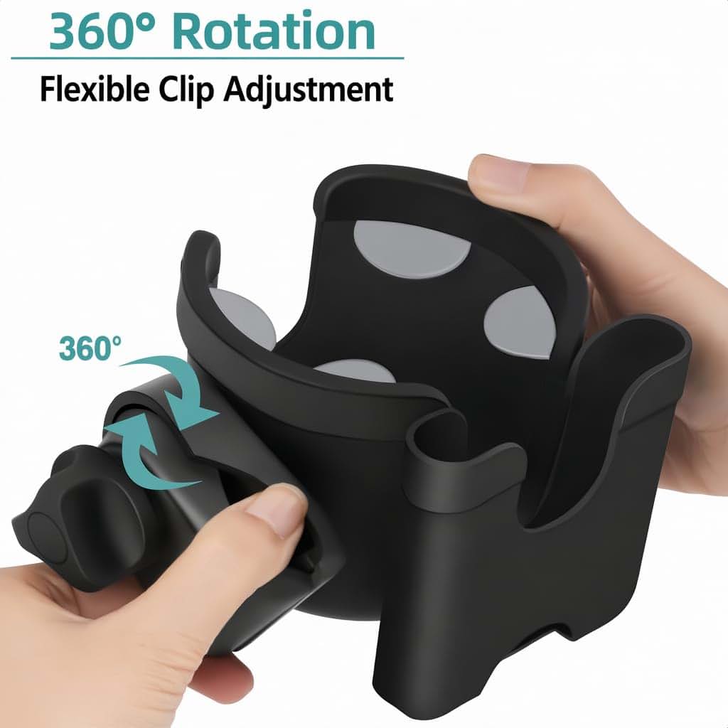 Honghauth Universal Stroller Cup Holder With Phone Case