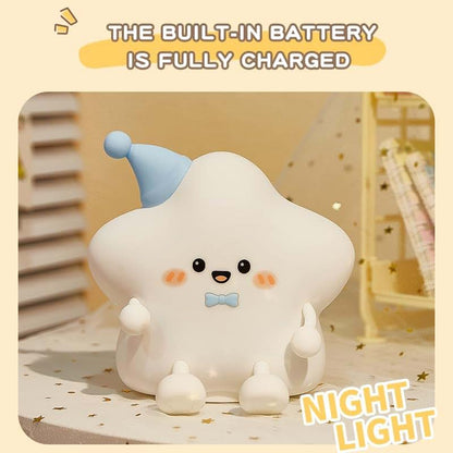 J&Z Lights Star Night Light for Kids, Rechargeable Silicone Tap Night Light, 7 Color Changing Touch Lamp, Soft Bedside (photo 2)