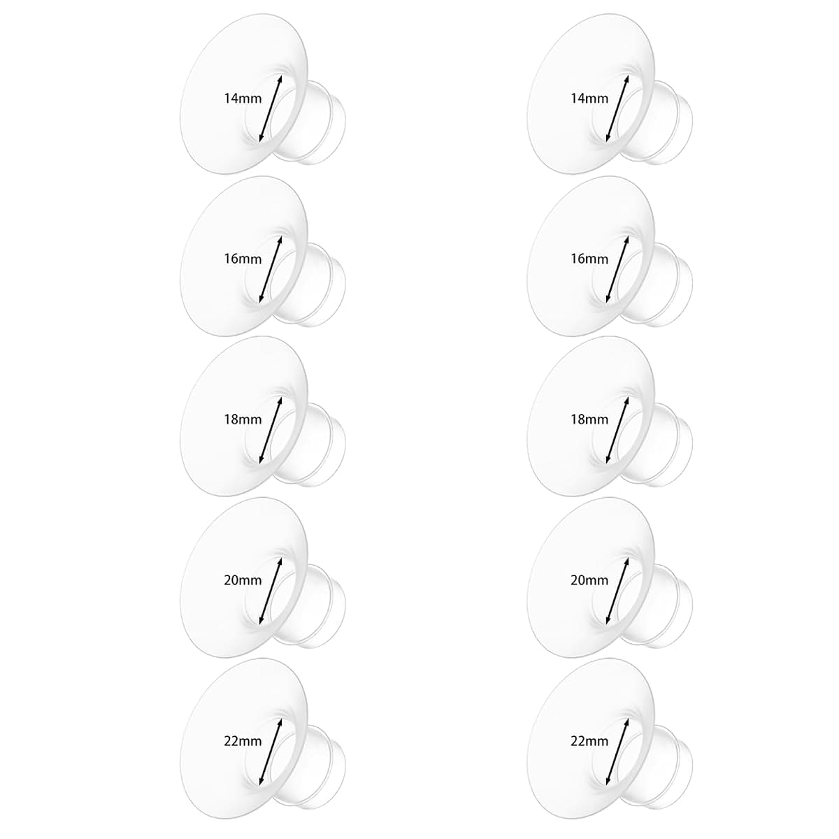 BabyOneStop 10-Piece Flange Insert Kit, 14/16/18/20/22mm, Compatible with Momcozy Air 1/W1/M9/M6/M5/V1 Pro/V2 Pro
