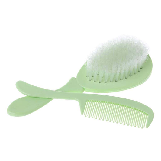 Rooyar Baby Comb And Brush Set With Soft Bristles And Round Tips, Green