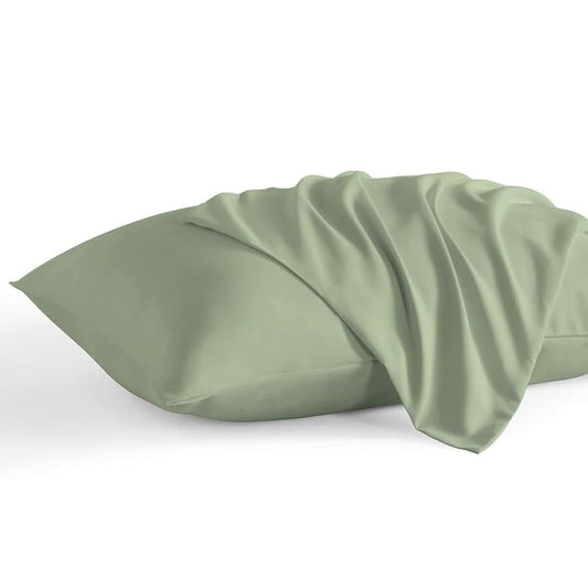 KJ Linen Toddler Travel Pillow Cases, 100% Egyptian Cotton, Moss, Set Of 2