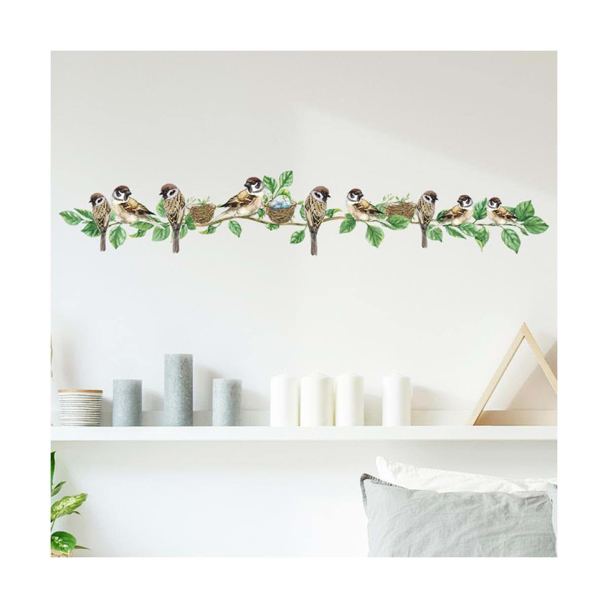 Nobrim Birds Nest Twigs Wall Stickers For Nursery Decor