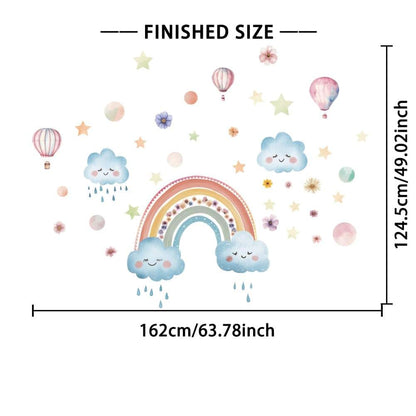 GOMAKERER 3 Sheets Large Rainbow Wall Stickers Boho Cloud Decal for Nursery and Bedroom