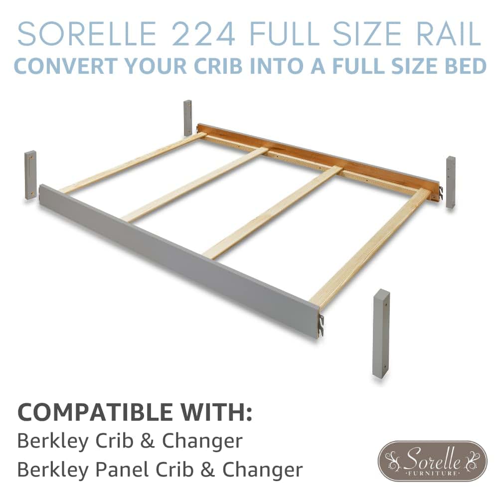 Sorelle Furniture Crib Conversion Rail with Toddler and Adult Rails, Wood, Weathered Gray