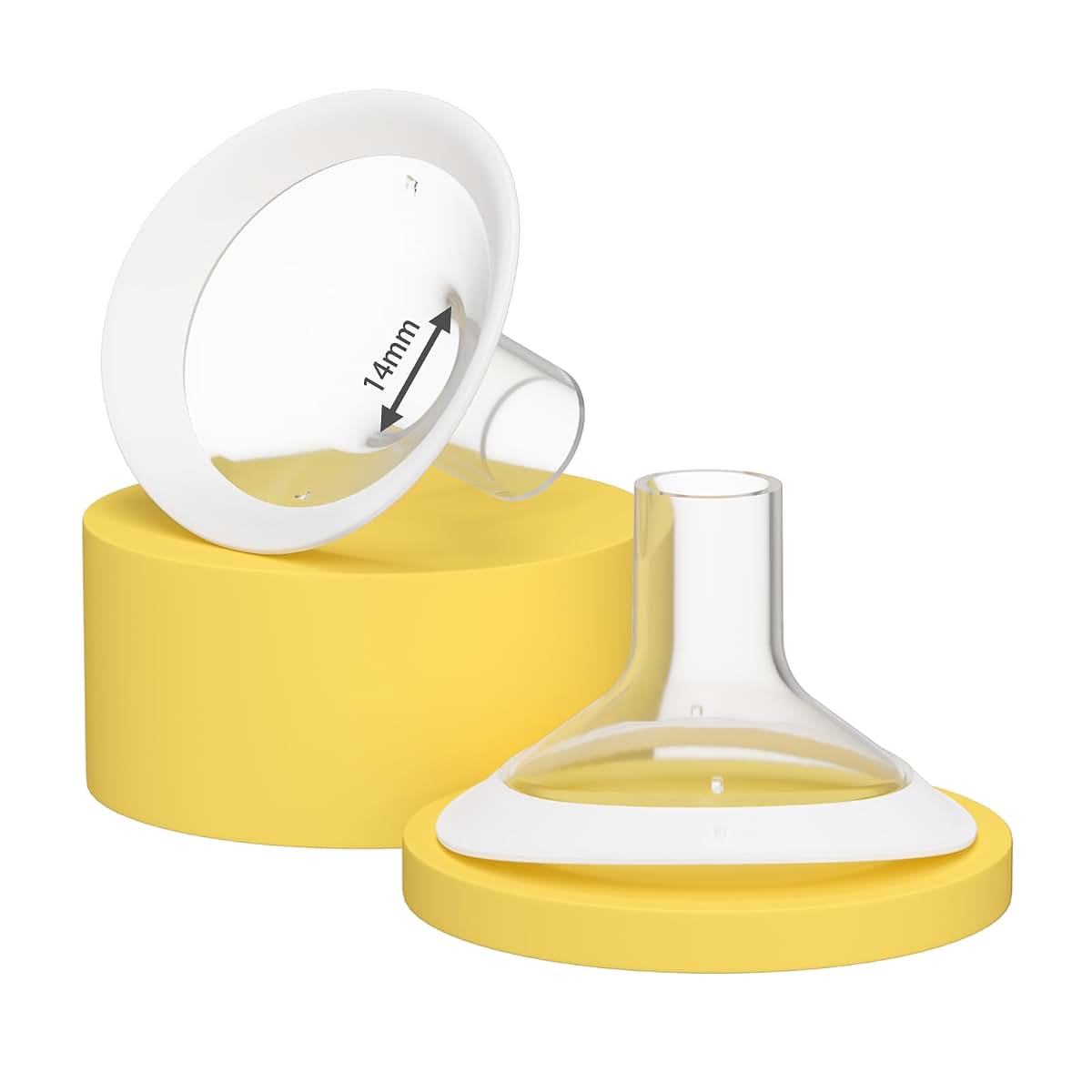 Wevedk 2 Pack 14mm Oval Breast Pump Flanges with Soft Flexible Rim, 105° Wide Angle