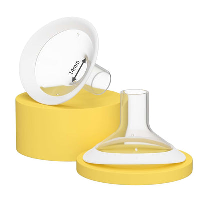 Wevedk 2 Pack 14mm Oval Breast Pump Flanges with Soft Flexible Rim, 105° Wide Angle