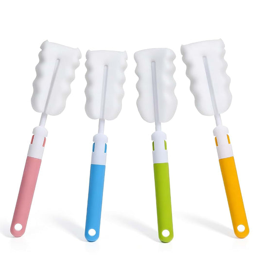Falzqq 4Pcs Baby Bottle Brush Set With Soft Sponge Head