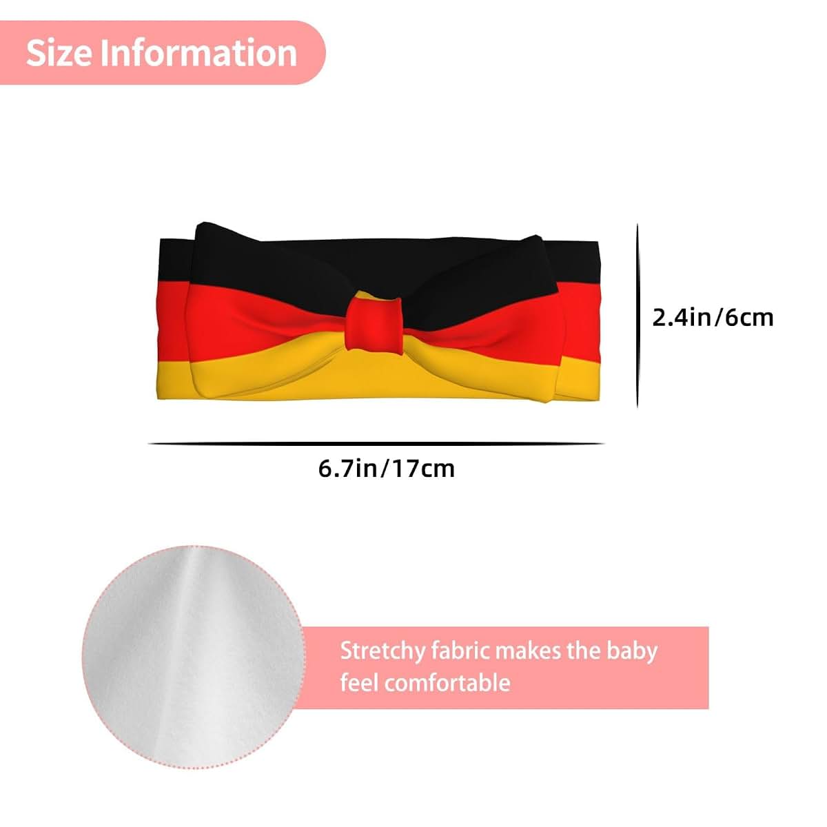 BROLEO Germany Flag Prints Baby Bow Headband