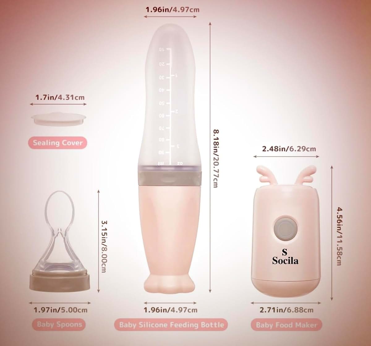 S Socila Portable Mini Baby Food Processor Blender With Silicone Squeeze Spoon (photo 2)