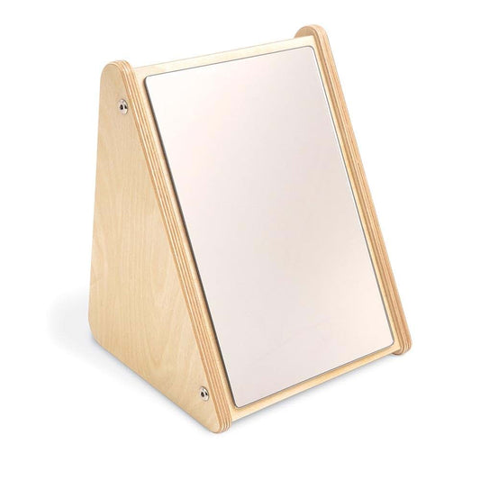 Constructive Playthings Peek-A-Boo Kids Acrylic Toddler Mirror with Wooden Stand