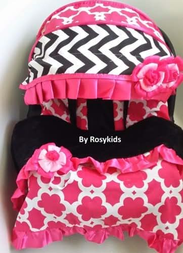 Rosy Kids Infant Carseat Canopy Cover Blanket 4 Pc Whole Caboodle Baby Car Seat Cover Kit C030501