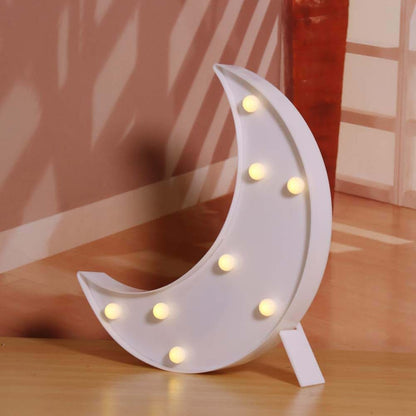 Pooqla LED Crescent Moon Marquee Sign, White, Battery Powered