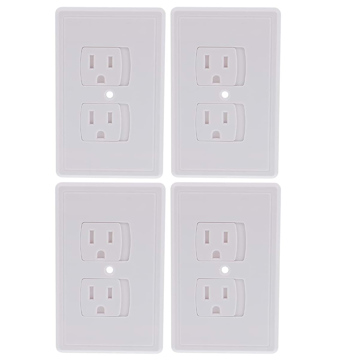 TEHAUX 4 Pack Self-Closing Outlet Covers, ABS, White Finish